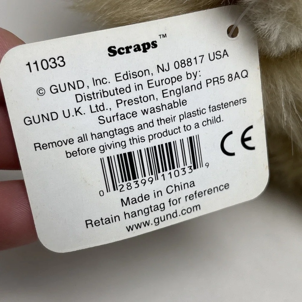 Gund Scraps Tabby Cat‎ With Tag Laying Plush Cream Fur Stuffed Animal Realistic